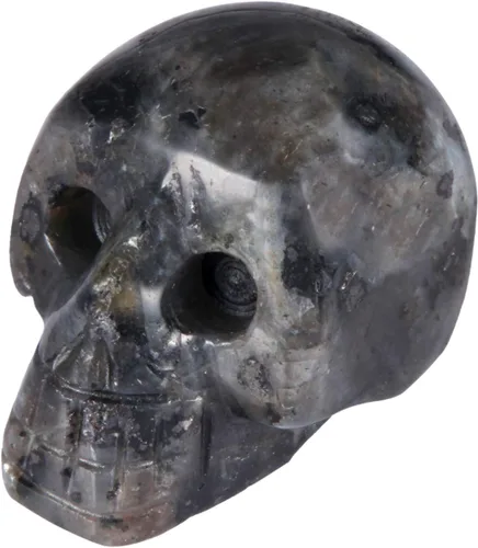 Vista 4 de mookaitedecor 5 figuras de calavera de cristal de labradorita, 1 pulgada Gris
