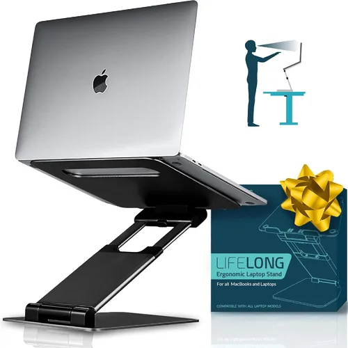 Vista 14 de Lifelong Soporte ergonómico ajustable para laptop para escritorio, altura de hasta 20 pulgadas, soporte elevador portátil para computadora portátil