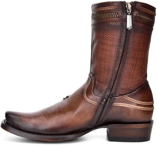 Vista 4 de Bota Hombre Cuadra en Piel Genuina Marrón