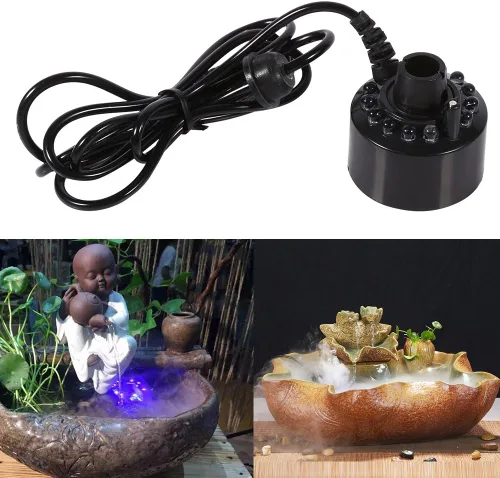 Vista 3 de Fdit Mini fabricante de niebla 24 V cambio de color 12 LED Mister Fogger fuente de agua estanque niebla hine atomizador humidificador de aire niebla