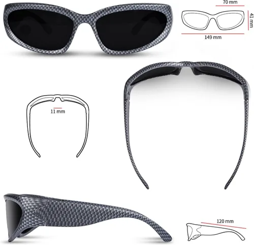 Vista 4 de OPTOFENDY Y2K - Lentes de sol para mujeres y hombres, lentes de sol polarizados envolventes para hombres y mujeres, Gris