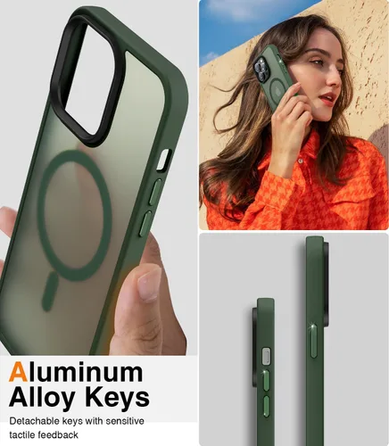 Vista 5 de Meifigno Magic Mag Series - Funda para iPhone 14 ProMax, [protección de grado militar y compatible con MagSafe], parte trasera mate translúcida