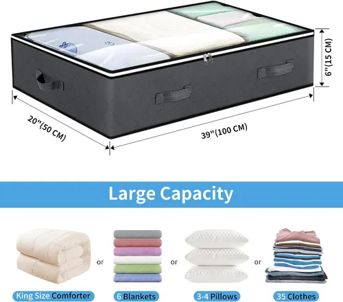 Vista 2 de Cupic Cupid Contenedores de almacenamiento debajo de la cama, paquete de 3 contenedores de almacenamiento debajo de la cama, organizador grande