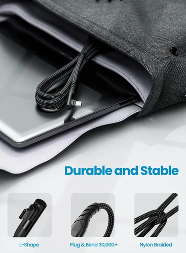 Vista 6 de Fasgear Cable USB C a USB C, paquete de 3 cargadores USB 2.0 tipo C de 60 W, carga rápida, trenzado en ángulo recto, compatible con Galaxy S22 S21