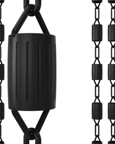 Vista 10 de Rain Chains Direct - Cadena de lluvia de tulipán - 8.5 pies - Aluminio recubierto de polvo negro - Cadenas de lluvia premium para canalones