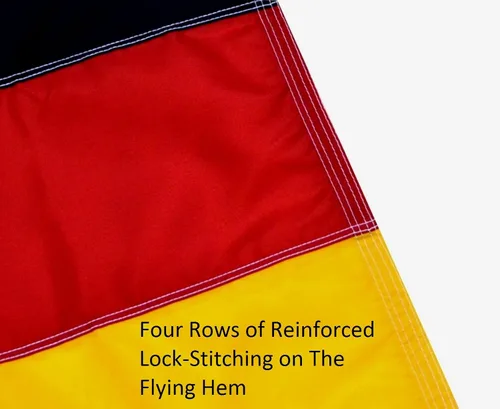 Vista 4 de US Flag Factory Bandera alemana de Alemania de 2 x 3 pies (rayas cosidas, cabecera y ojales) – Nylon SolarMax para exteriores, 100% fabricada