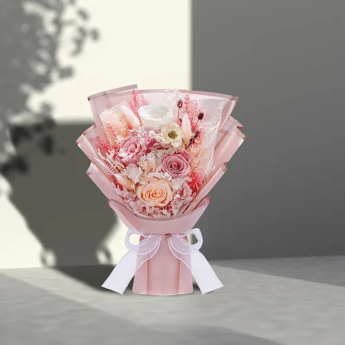 Vista 5 de Bonsion Regalos de flores preservadas para mujeres, flores para entrega, regalos de rosas polvorientas para ella, ramos de rosas preservadas