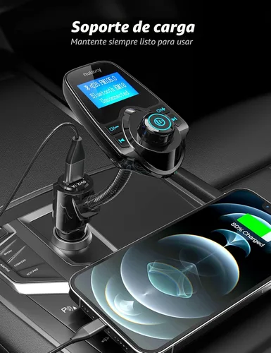 Vista 6 de [versión más reciente LED transmisor FM], Nulaxy transmisor de radio FM inalámbrico por Bluetooth para el coche, Negro