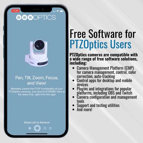 Vista 6 de PTZOptics Move SE 20x 1080p Full HD PTZ Advanced PTZ Auto-Tracking Pan Tilt Zoom Cámara (gris) Bundle SuperJoy Serial PTZ Cámara Controlador