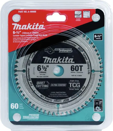 Vista 2 de Makita A-99998 6-1/2" 60T (Tcg) Hoja de sierra de inmersión inalámbrica con punta de carburo