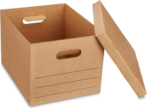 Vista 2 de Amazon Basics Cajas de mudanza con asas y tapas, 15x10x12 pulgadas, Marrón, Paquete de 20