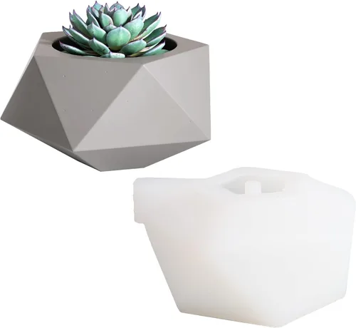 Vista 3 de Nicole - Molde de silicona para maceta de concreto, hecho a mano, maceta geométrica, jardín, bonsái, herramientas de decoración