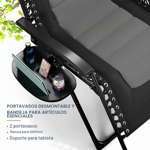 Vista 6 de Nestl Silla acolchada de gran tamaño de gravedad cero, silla de salón Gris / Negro