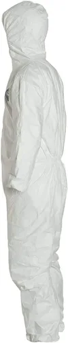 Vista 4 de Tyvek Traje desechable de Dupont con muñecas elásticas, tobillos y capucha (3XL) Blanco