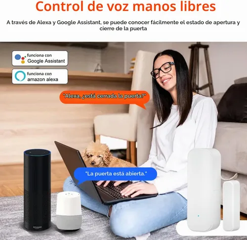Vista 3 de Sensor de puerta WiFi inteligente: sensor de ventana inalámbrico con alerta de notificación de aplicaciones, sensor de contacto abierto de puerta