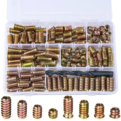 Vista 8 de 160 piezas de 1/4 pulgadas - 20 insertos de rosca para tornillos de metal, surtido de insertos de tuerca hexagonal - conector de fijación de pernos