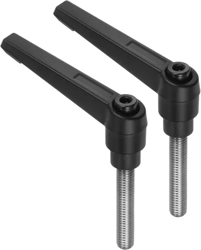 Vista 13 de uxcell 2 manijas de palanca de sujeción, M5 x 0.787 in, perno macho roscado de acero inoxidable 304, asas ajustables de bloqueo de trinquete