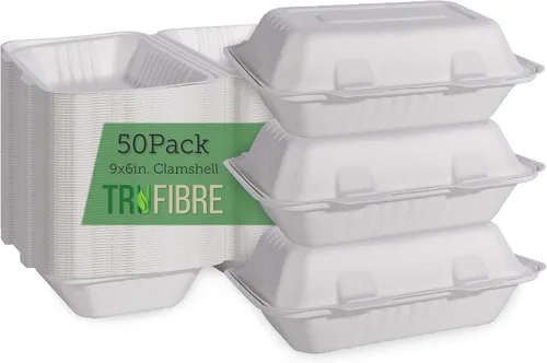 Vista 13 de Recipientes desechables blancos con tapas, cajas para llevar concha, pasteles bento, postres, sándwiches, recuerdos de fiesta, eventos, 6 x 6