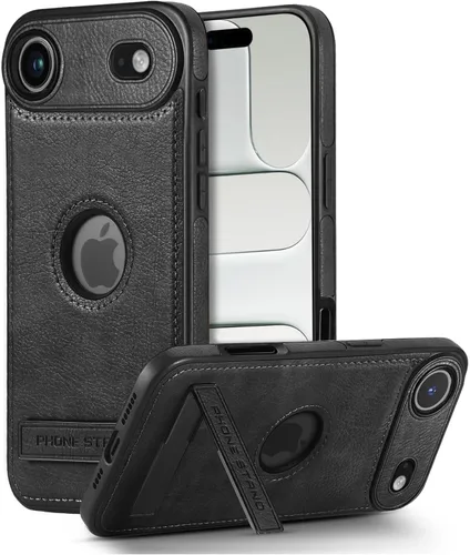 Vista 30 de Funda de cuero para iPhone 13 Pro, funda protectora delgada con función atril a prueba de golpes, soporte invisible integrado compatible con iPhone
