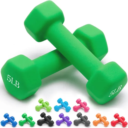 Vista 40 de Portzon Mancuernas de neopreno con agarre antideslizante para ejercicio de entrenamiento corporal total y tonificación muscular, compatible con 2