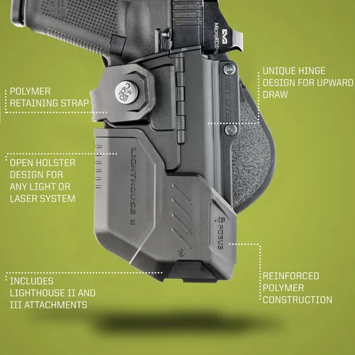 Vista 6 de Fobus RBT17BUND Funda táctica OWB con Lighthouse II & III para Glock 17, 22 y 31, Shadow Systems DR920 Full Size y MR920, Smith & Wesson 9mm y .40
