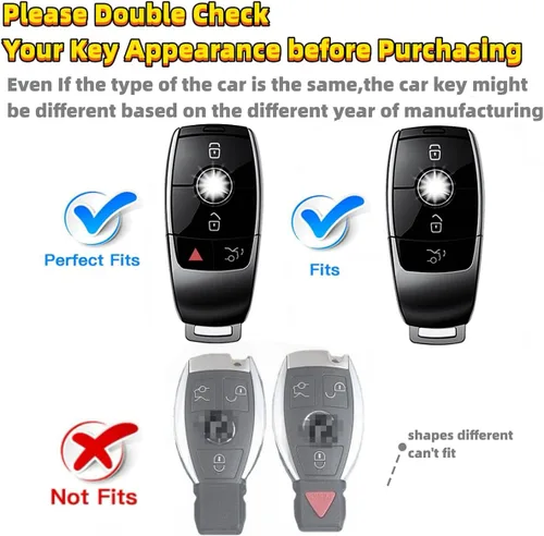 Vista 2 de para funda de llavero Mercedes Benz, protector de llave compatible con 2017-2023 Clase E 2018-2021 Clase S 2019-2023 Clase A Clase C Clase G
