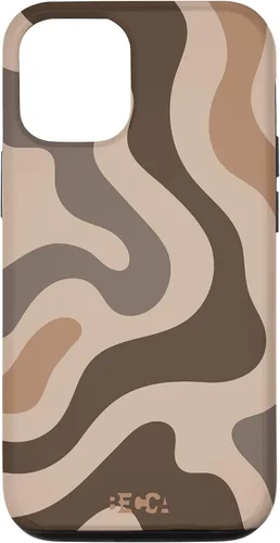 Vista 11 de iPhone 12 mini Retro líquido remolino Groovy café latte patrón marrón caja del teléfono