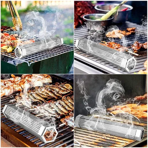 Vista 5 de Tubo de humo para ahumador de pellets de 12 pulgadas, tubo de ahumador de 5 horas de humo en caliente/frío, tubo de fumar, para añadir sabor ahumado
