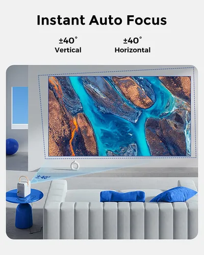 Vista 5 de POKITTER Proyector Orca 1080P con WiFi y Bluetooth, Android 9.0 con más de 5000 aplicaciones, 550 lúmenes ANSI, enfoque automático, corrección