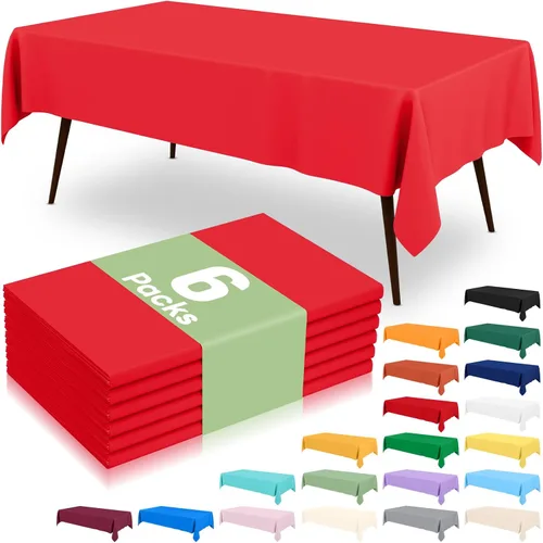 Vista 25 de 6 paquetes de manteles de plástico desechables, 54 x 72 pulgadas mantel rectangular impermeable, cubiertas de mesa decorativas a prueba de fugas