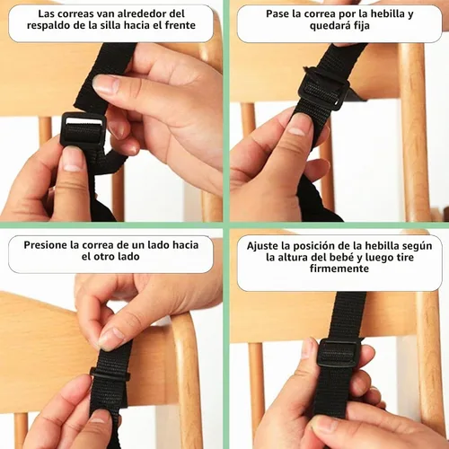 Vista 7 de Correas de asiento universales de 5 puntos, cinturón de arnés ajustable para silla alta, cinturón de arnés con 4 almohadillas para los hombros