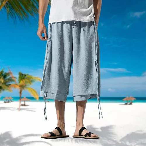Vista 3 de Pantalones deportivos para hombre con bolsillos, pantalones de ajuste holgado para hombre, azul marino oscuro, ropa de baile para hombre