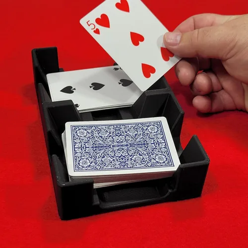 Vista 2 de Bandeja de plástico negro para cartas o carrito, no giratoria, fabricada en Estados Unidos Non-Swivel, Deluxe Plastic, Holds up to 2 decks, Does
