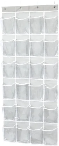 Vista 11 de Simple Houseware - Organizador de zapatos colgante con 24 bolsillos grandes y transparentes para colgar en la puerta, color negro