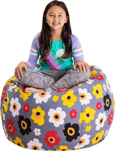 Vista 89 de Posh Creations Funda de puf para niños con almacenamiento para animales de peluche - Organizador de juguetes para niños, Mediano 68.58 cm - Lona