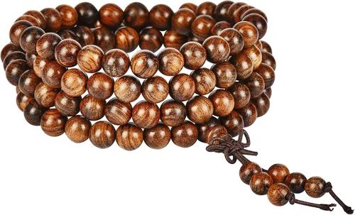 Vista 27 de Mala Beads Pulsera 108 0.315 in Meditación Sándalo Elástico..