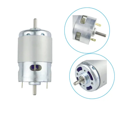 Vista 3 de CONQUERALL Motor de par grande 775 de 12 V, 6000 RPM, 24 V, 12000 rpm, rodamiento doble, motor de CC de alta velocidad con soporte