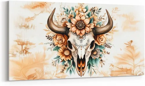 Vista 22 de Daisy Florals Wall Artwork Decor,Cartoon Blue Wildflowers Wall Painting for Boys Girls Women,Retro Country Style 38" Lx19 W