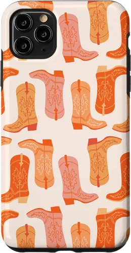 Vista 13 de Cowboy Boot Illustration Preppy Western in Orange Case for iPhone 17