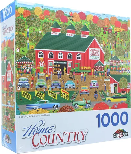 Vista 2 de RoseArt - Home Country - Bobbing Apple Orchard Farm - Rompecabezas de 1000 piezas para adultos