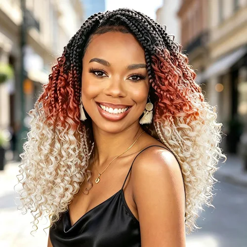 Vista 20 de Wodun Extensiones de Cabello de Ganchillo con Trenzas de Caja Goddess de 10 Pulgadas Pre-Enrolladas, Cabello de Ganchillo con Extremos Rizados Para