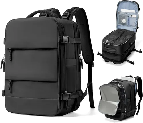 Vista 16 de Mochila de viaje grande al vacío con bomba,Mochilas para laptop para mujeres y hombres,Mochila de transporte,Bolsa de viaje para artículos Beige