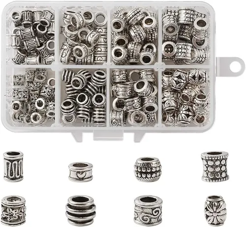 Vista 23 de Craftdady 600 cuentas espaciadoras tibetanas de 10 estilos, colores mezclados, aleación de metal, dijes para pulseras, collares, suministros