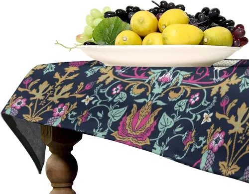 Vista 316 de Mantel Floral Retro de Pájaros, Diseño Original Bohemio William Morris Estampado Cubierta de Mesa para Hogar Picnic Fiesta Comedor Cocina William