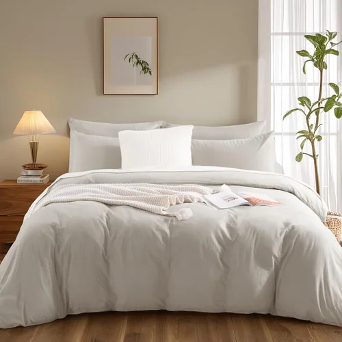 Vista 131 de NEXHOME PRO Funda de edredón Twin XL 100% algodón lavado, transpirable, duradera, texturizada, similar al lino, juego de ropa de cama para el hogar