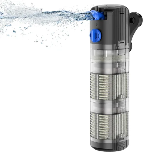 Vista 7 de FREESEA Bomba de filtro de energía para acuario: filtro interno de 5 vatios aumenta oxígeno 4 en 1 bomba 132 GPH para hasta 150 galones
