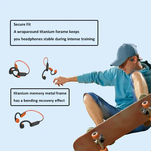 Vista 7 de OGU Auriculares de conducción ósea, auriculares abiertos Bluetooth 5.3 deportivos inalámbricos con micrófono integrado, resistentes al sudor