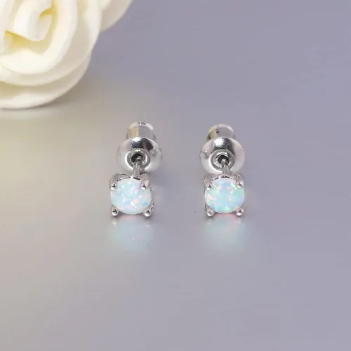 Vista 5 de CiNily Aretes Huggie de ópalo con bisagras, chapados en oro, hipoalergénicos, pequeños aretes de aro para mujeres, adolescentes, niñas, hombres