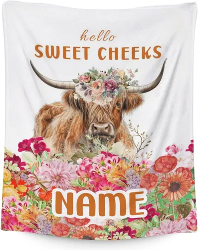 Vista 18 de Mercuryelf Highland Cow - Manta suave, mullida y cálida, 30 x 40 pulgadas, manta pequeña para regazo y cuna, color beige, bonito regalo para bebé