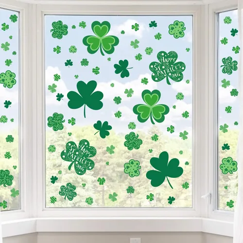 Vista 8 de Calcomanías estáticas reutilizables para ventana del día de San Patricio, estilo duende grande, reutilizables, para decoraciones del día de San